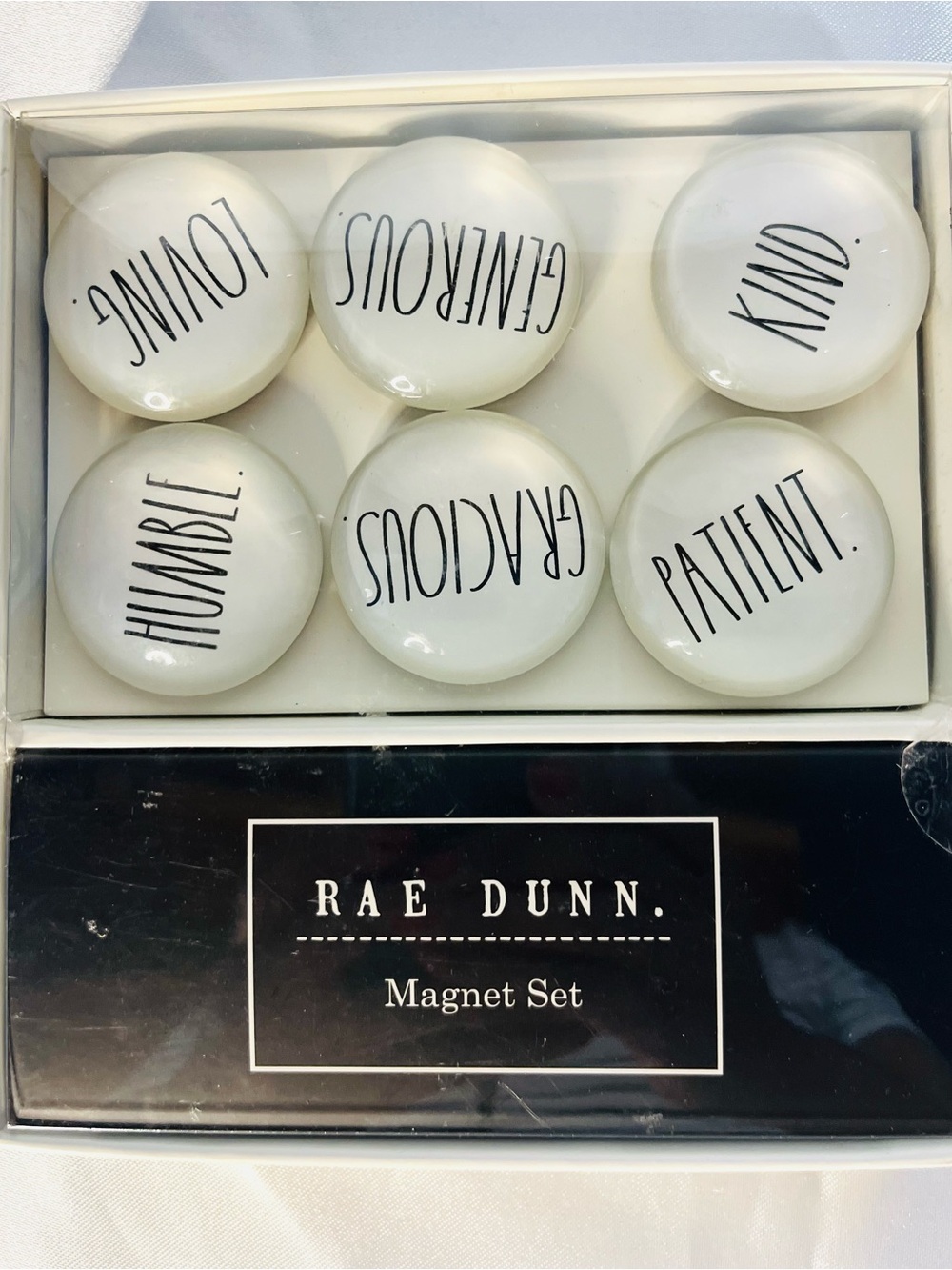 Rae Dunn Clear and Black Glass Dome Magnet Set - NIB - Picture 2 of 3